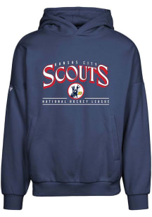 Levelwear Kansas City Scouts Mens Navy Blue Contact Vintage Spellout Long Sleeve Hoodie