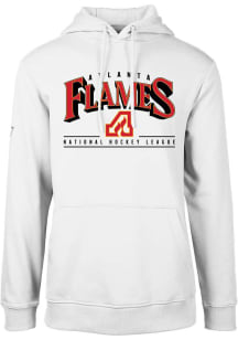 Levelwear Atlanta Flames Mens White Podium Vintage Spellout Long Sleeve Hoodie