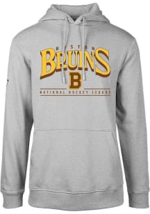 Levelwear Boston Bruins Mens Grey Podium Vintage Spellout Long Sleeve Hoodie