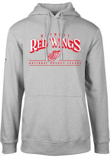 Levelwear Detroit Red Wings Mens Grey Podium Vintage Spellout Long Sleeve Hoodie
