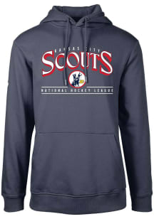 Levelwear Kansas City Scouts Mens Navy Blue Podium Vintage Spellout Long Sleeve Hoodie