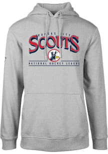 Levelwear Kansas City Scouts Mens Grey Podium Vintage Spellout Long Sleeve Hoodie