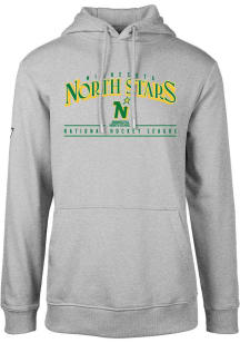 Levelwear Minnesota North Stars Mens Grey Podium Vintage Spellout Long Sleeve Hoodie