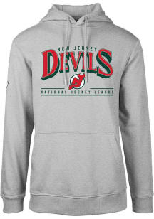 Levelwear New Jersey Devils Mens Grey Podium Vintage Spellout Long Sleeve Hoodie