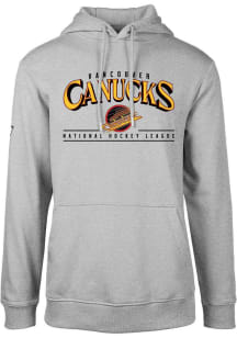 Levelwear Vancouver Canucks Mens Grey Podium Vintage Spellout Long Sleeve Hoodie