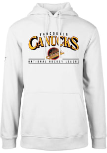 Levelwear Vancouver Canucks Mens White Podium Vintage Spellout Long Sleeve Hoodie