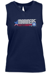 Levelwear Seattle Mariners Womens Navy Blue Paisley Americana Tank Top