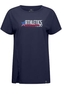 Levelwear Oakland Athletics Womens Navy Blue Influx Americana Short Sleeve T-Shirt