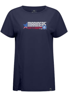 Levelwear Seattle Mariners Womens Navy Blue Influx Americana Short Sleeve T-Shirt