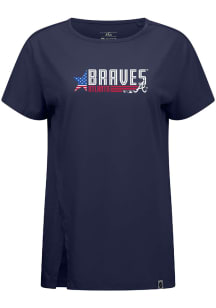 Levelwear Atlanta Braves Womens Navy Blue Influx Americana Short Sleeve T-Shirt