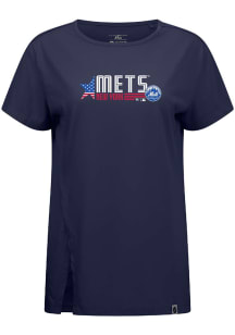 Levelwear New York Mets Womens Navy Blue Influx Americana Short Sleeve T-Shirt