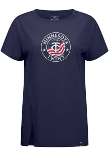 Levelwear Minnesota Twins Womens Navy Blue Influx Americana Circle Short Sleeve T-Shirt