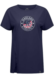 Levelwear Oakland Athletics Womens Navy Blue Influx Americana Circle Short Sleeve T-Shirt