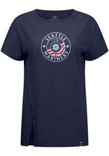 Levelwear Seattle Mariners Womens Navy Blue Influx Americana Circle Short Sleeve T-Shirt