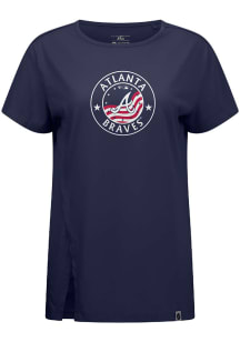 Levelwear Atlanta Braves Womens Navy Blue Influx Americana Circle Short Sleeve T-Shirt