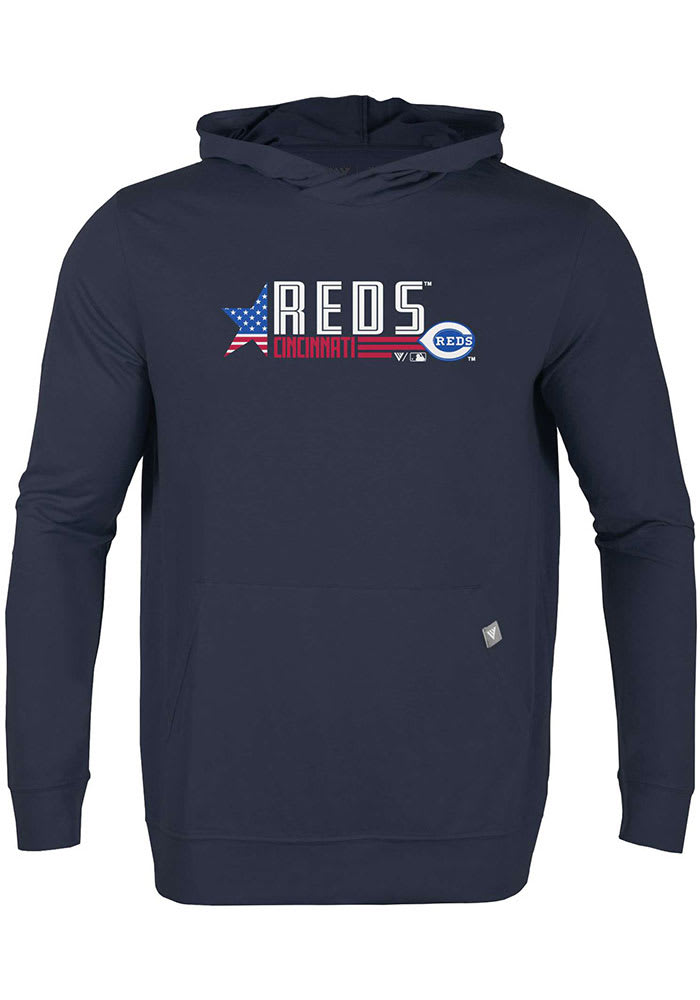 Levelwear Cincinnati Reds Mens Navy Blue Relay Americana Long Sleeve Hoodie