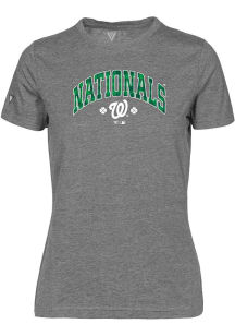 Levelwear Washington Nationals Womens Grey Maddox Plaid St Patrick's Day Short Sleeve T-Shirt