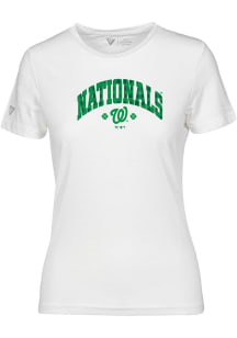 Levelwear Washington Nationals Womens White Maddox Plaid St Patrick's Day Short Sleeve T-Shirt