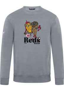 Levelwear Cincinnati Reds Mens Grey Zane Ball Park Food Long Sleeve Crew Sweatshirt