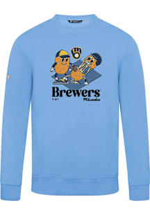 Levelwear Milwaukee Brewers Mens Light Blue Zane Ball Park Food Long Sleeve Crew Sweatshirt