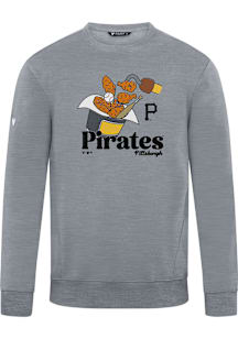Levelwear Pittsburgh Pirates Mens Grey Zane Ball Park Food Long Sleeve Crew Sweatshirt