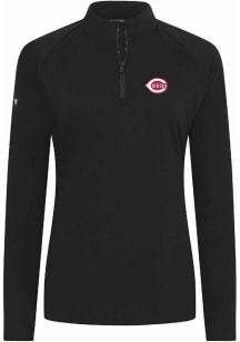 Levelwear Cincinnati Reds Womens Black Flex Insignia Qtr Zip Pullover