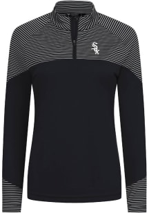 Levelwear Chicago White Sox Womens Black Classic Stripes Insignia Qtr Zip