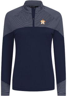 Levelwear Houston Astros Womens Navy Blue Classic Stripes Insignia Qtr Zip