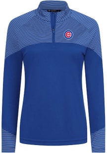 Levelwear Chicago Cubs Womens Blue Classic Stripes Insignia Qtr Zip