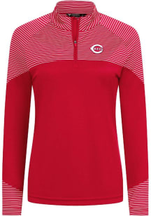 Levelwear Cincinnati Reds Womens Red Classic Stripes Insignia Qtr Zip
