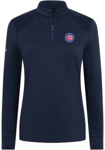 Levelwear Chicago Cubs Womens Navy Blue Power Insignia Qtr Zip