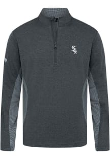 Levelwear Chicago White Sox Mens Black Waffle Insignia Long Sleeve Qtr Zip Pullover
