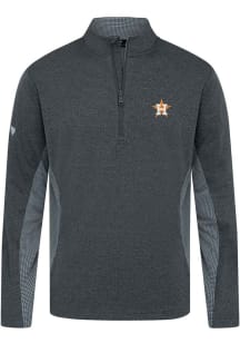 Levelwear Houston Astros Mens Black Waffle Insignia Long Sleeve Qtr Zip Pullover