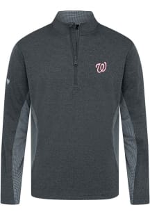 Levelwear Washington Nationals Mens Black Waffle Insignia Long Sleeve Qtr Zip Pullover