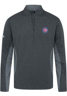Levelwear Chicago Cubs Mens Black Waffle Insignia Long Sleeve Qtr Zip Pullover