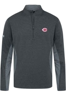 Levelwear Cincinnati Reds Mens Black Waffle Insignia Long Sleeve Qtr Zip Pullover