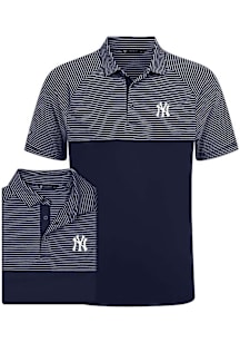 Levelwear New York Yankees Mens Navy Blue Classic Stripes Insignia Short Sleeve Polo