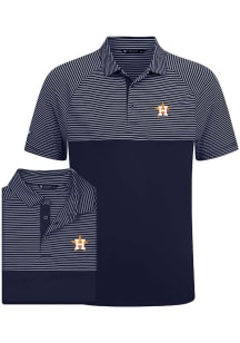 Levelwear Houston Astros Mens Navy Blue Classic Stripes Insignia Short Sleeve Polo