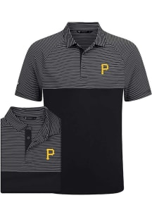 Levelwear Pittsburgh Pirates Mens Black Classic Stripes Insignia Short Sleeve Polo