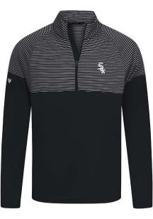 Levelwear Chicago White Sox Mens Black Classic Stripes Insignia Long Sleeve Qtr Zip Pullover