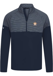 Levelwear Houston Astros Mens Navy Blue Classic Stripes Insignia Long Sleeve Qtr Zip Pullover