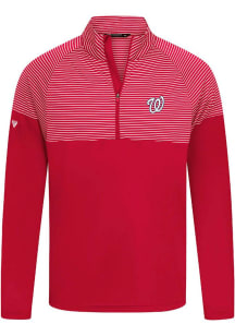 Levelwear Washington Nationals Mens Red Classic Stripes Insignia Long Sleeve Qtr Zip Pullover