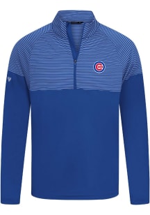 Levelwear Chicago Cubs Mens Blue Classic Stripes Insignia Long Sleeve Qtr Zip Pullover