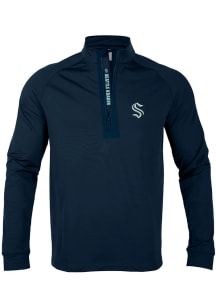 Levelwear Seattle Kraken Mens Navy Blue Calibre Long Sleeve 1/4 Zip Pullover