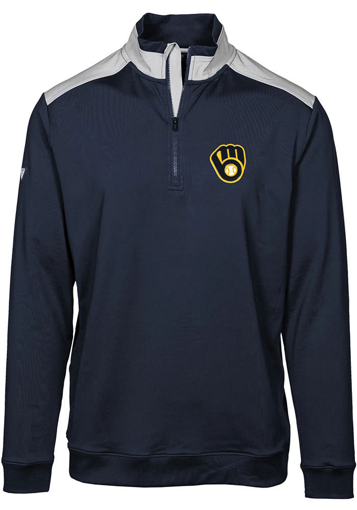 Levelwear Milwaukee Brewers Navy Blue Gear Long Sleeve 1/4 Zip Pullover, Navy Blue, 100% POLYESTER, Size M, Rally House