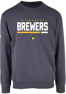Levelwear Milwaukee Brewers Mens Navy Blue Zane Long Sleeve Crew Sweatshirt