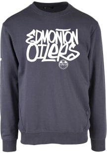 Levelwear Edmonton Oilers Mens Navy Blue Zane Long Sleeve Crew Sweatshirt