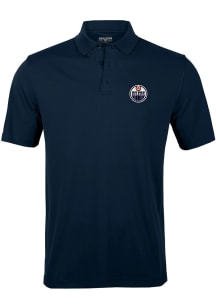 Levelwear Edmonton Oilers Mens Navy Blue Omaha Short Sleeve Polo