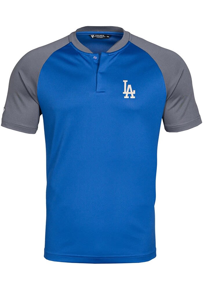 Levelwear Los Angeles Dodgers Grey Tracker Short Sleeve Polo, Grey, 100% POLYESTER, Size M, Rally House