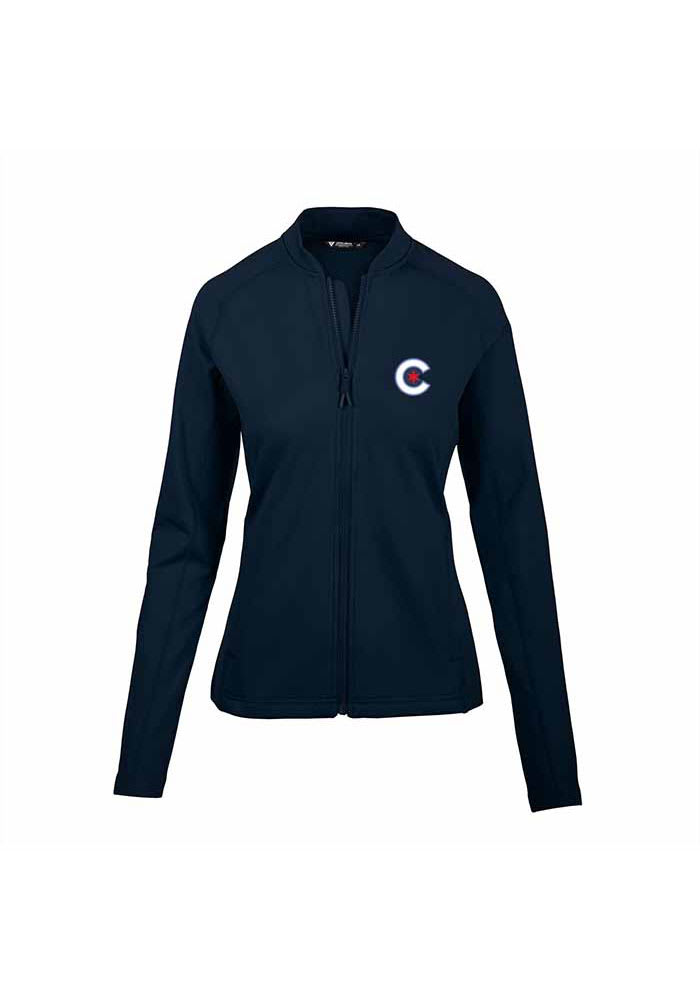 Levelwear Chicago Cubs Women's Navy Blue City Connect Ezra Long Sleeve Track Jacket, Navy Blue, 88% Polyester / 12% SPANDEX, Size M, Rally House